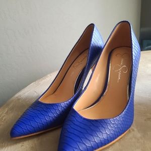 Blue Jessica Simpson Snakeskin Heels